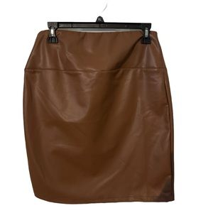 Brown Faux Leather Skirt